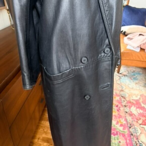 Vintage Maxima Black Leather Duster Coat - Picture 3 of 6